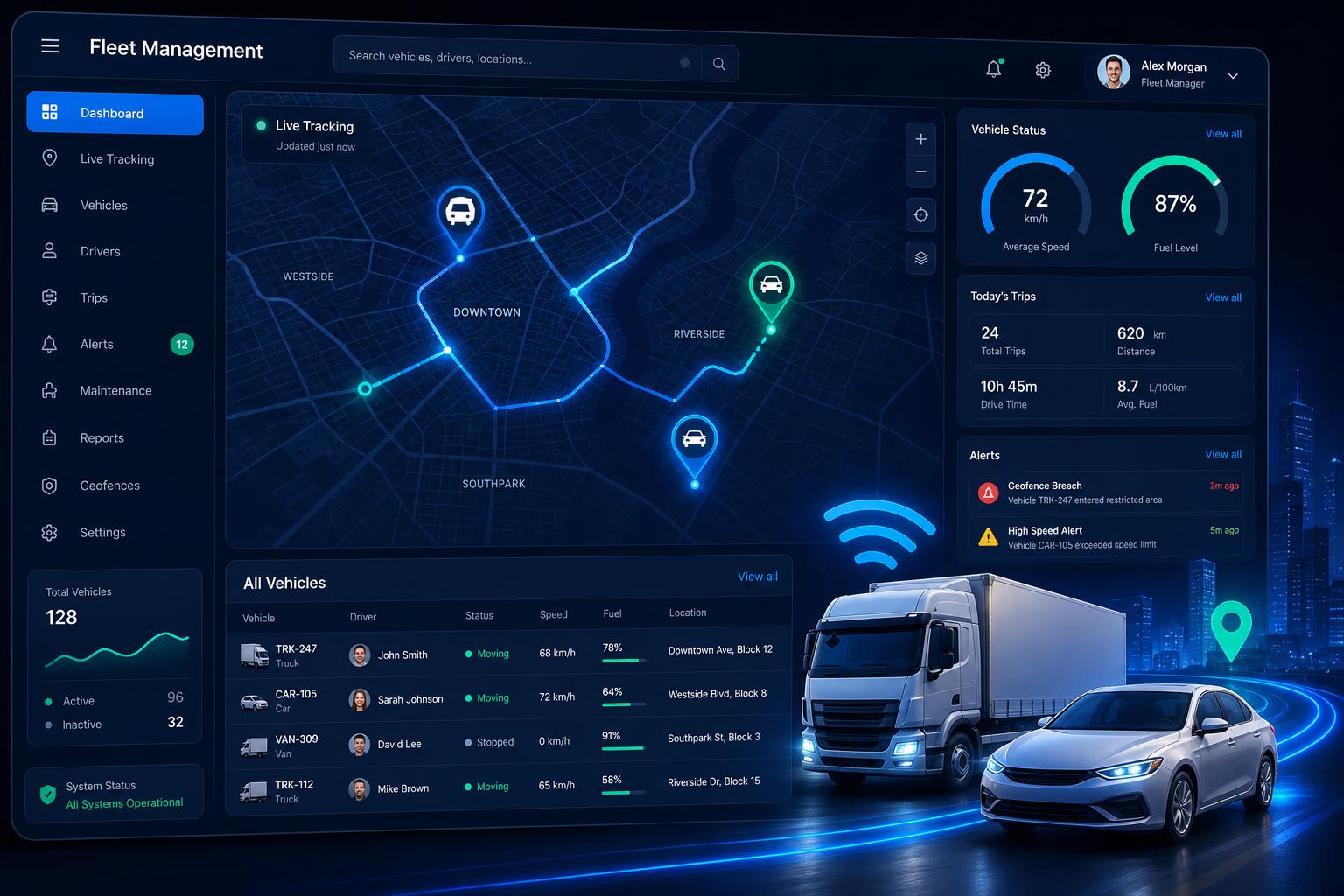 GenesisTrack live fleet tracking dashboard